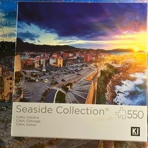 💟🧩 550 larger piece KI Seaside Collection “Calvi, Corsica” puzzle. Complete.